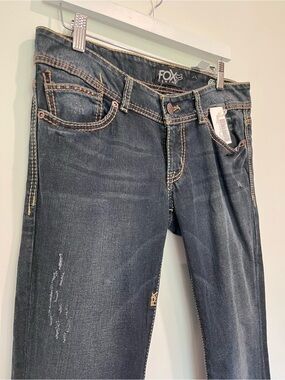 Deadstock Y2K Fox "Smoothin" Low-Rise Bootcut Blue Jeans Contrast Stitching